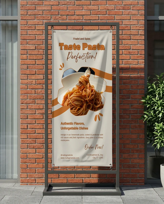 Elegant Outdoor Mockup of a Banner with Greenery