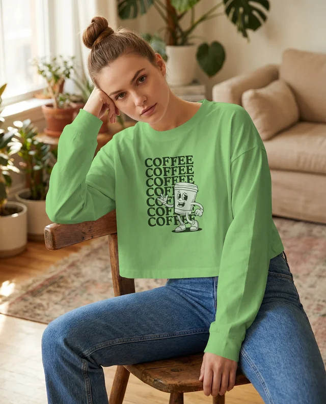 Cozy Mockup of a Woman in a Stylish Crop Top