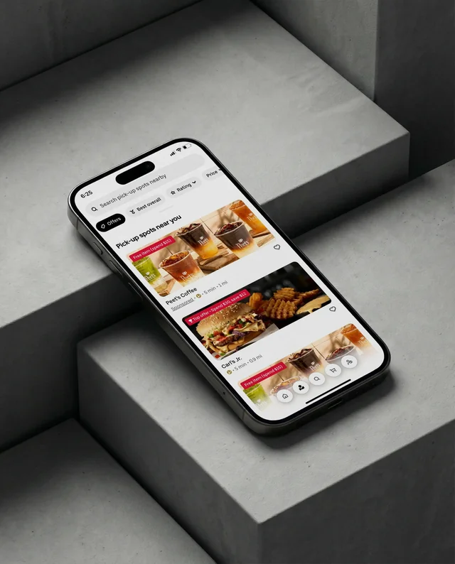 Minimalist iPhone Mockup on Geometric Concrete Steps
