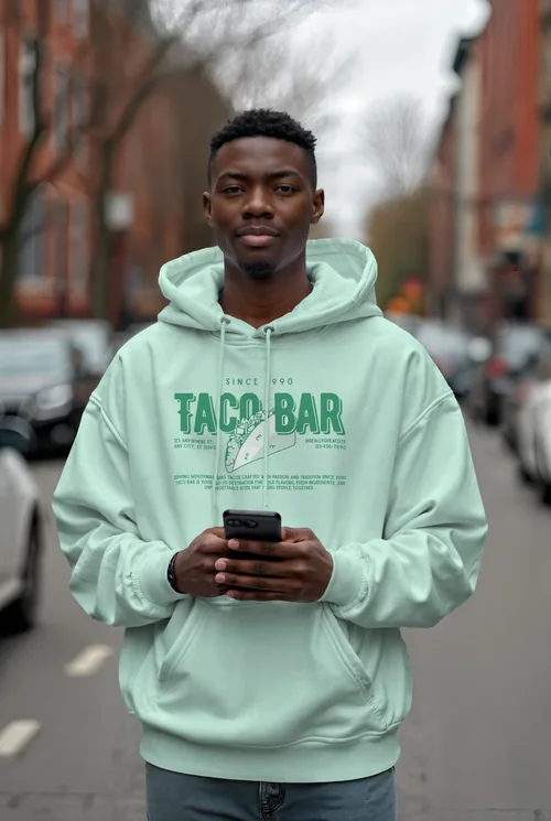 Urban Mockup of Hoodie Against Soft Background Colors