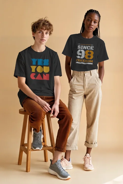 Stylish T-Shirt Mockup with Warm Beige Background Colors