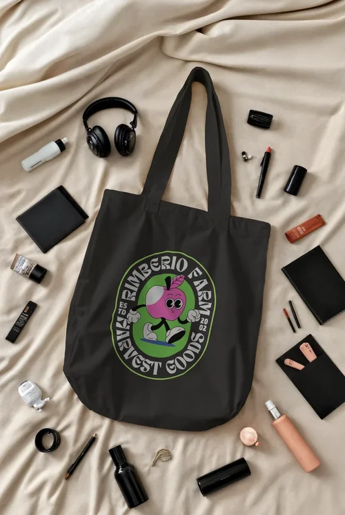 Stylish Mockup of a Cream Tote Bag with Everyday Items