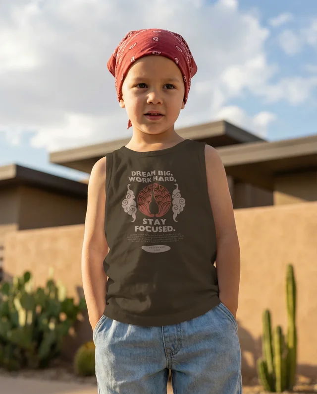 Summer Mockup of Child in Casual Tank Top and Shorts