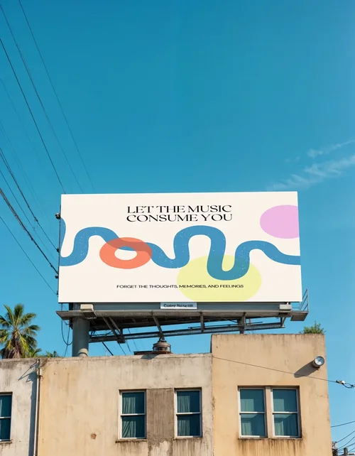 Mockup of a Large Billboard in Urban Setting