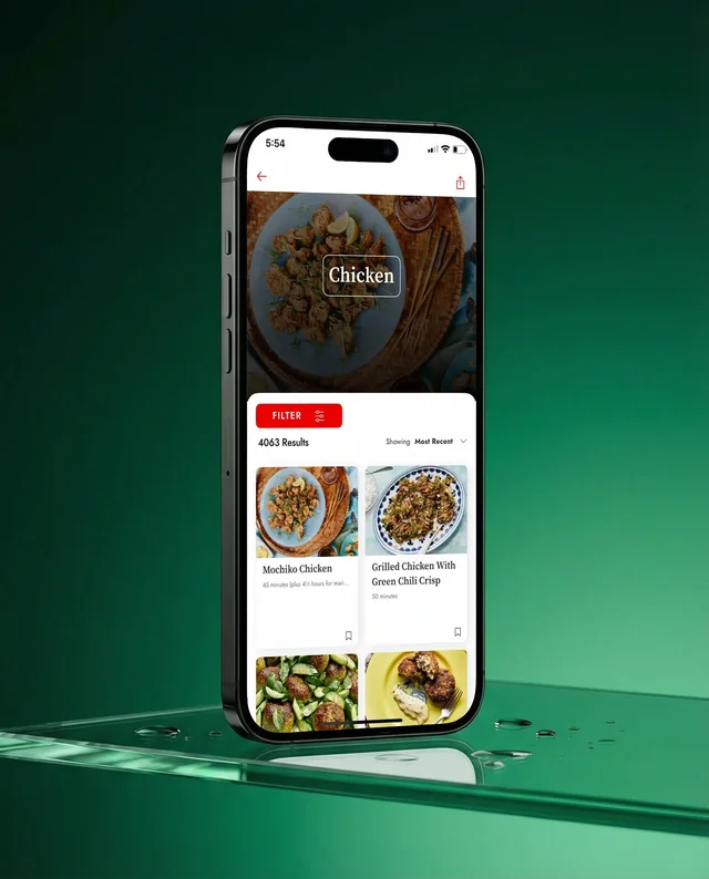 Elegant iPhone Mockup on Glass Surface with Gradient Background