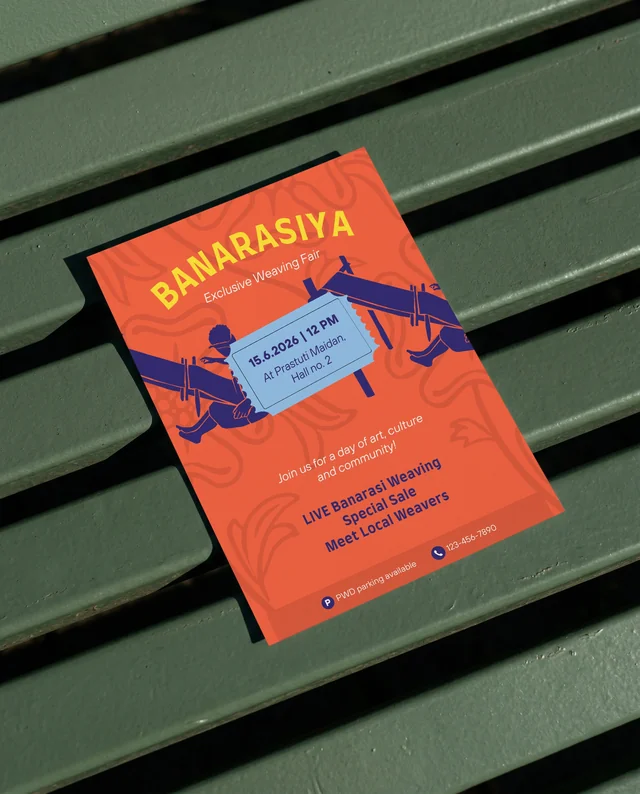 Modern Mockup of a Flyer on a Textured Green Surface