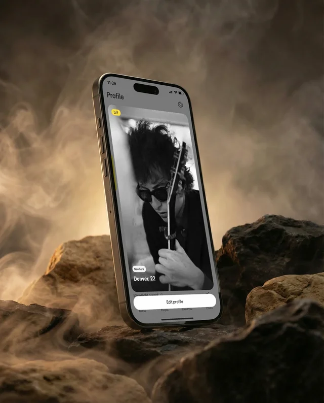 Stylish iPhone Mockup on Textured Dark Surface