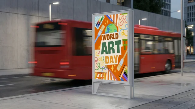 Urban Billboard Mockup in a Bustling City Scene