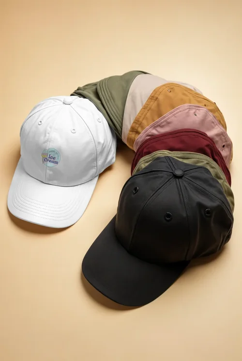 Stylish Mockup of Baseball Caps: Colorful Hat Collection