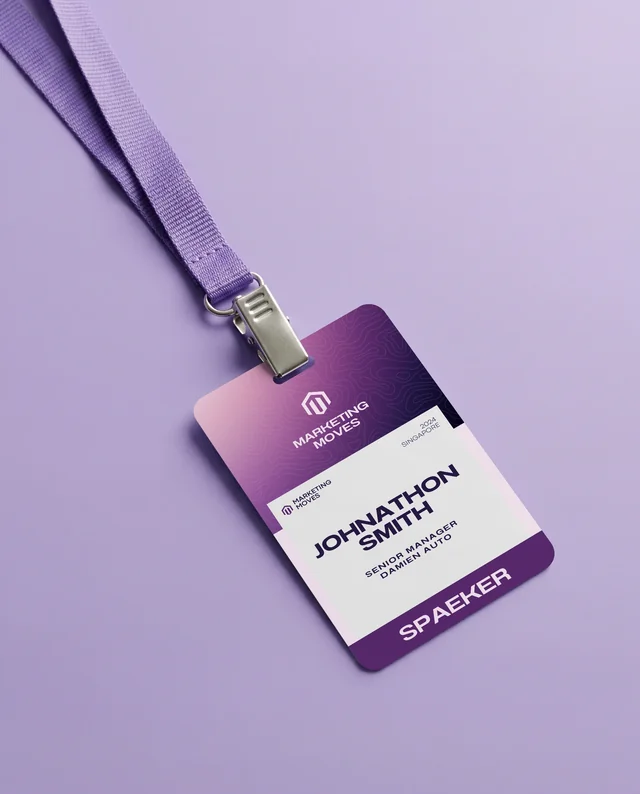 Modern Mockup of a Blank ID Card on Purple Background