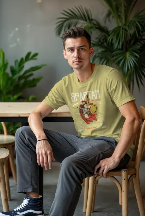 Modern T-Shirt Mockup with Lush Green Background Colors