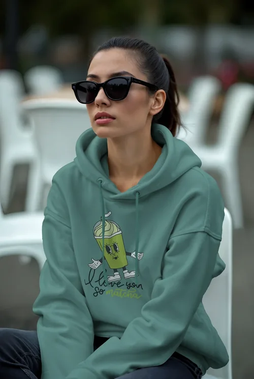 Mockup of a Relaxed Young Woman in a Cozy Hoodie