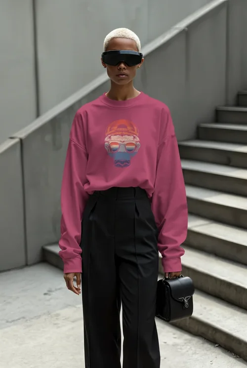 Stylish Mockup of Androgynous Model in Sweatshirt