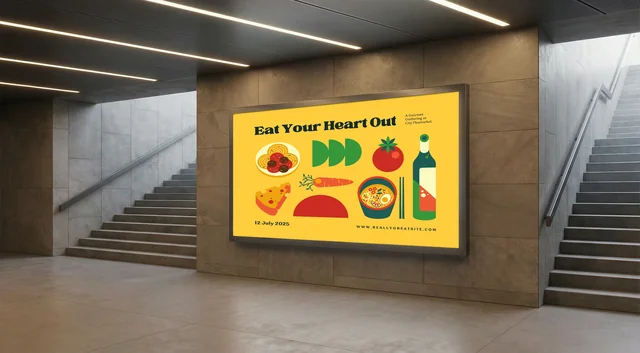 Modern Mockup of a Billboard in an Underground Station