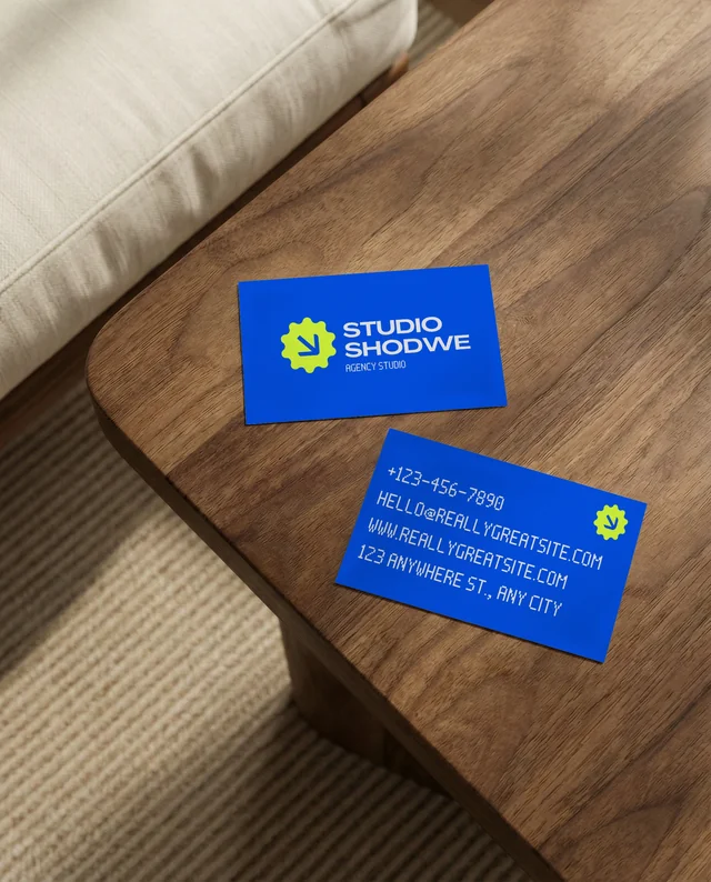 Cozy Minimalistic Mockup of Business Card on Table
