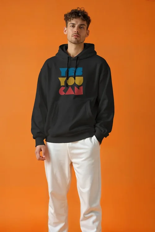 Vibrant Orange Background Hoodie Mockup with Bold Colors