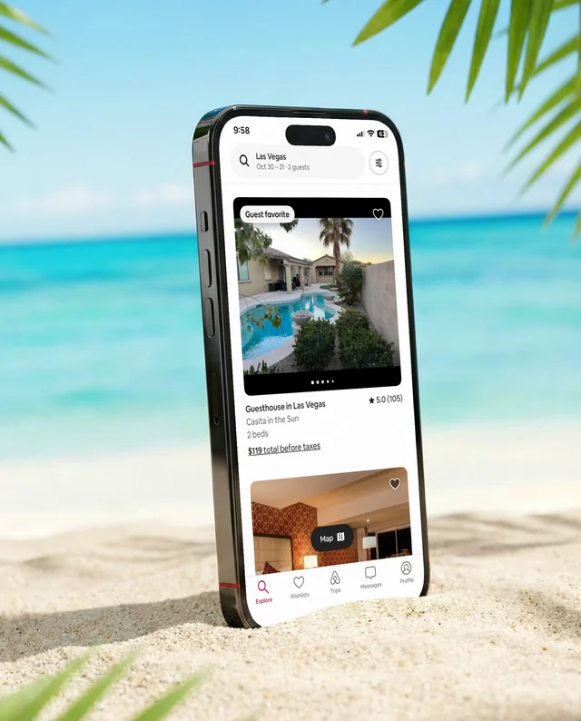 Modern iPhone Mockup on a Tropical Beach