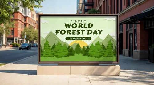 Modern Billboard Mockup in Lively Urban Scene