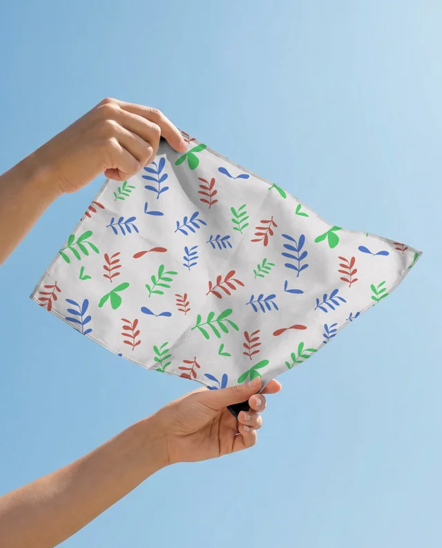 White Bandana Mockup Against Clear Blue Sky