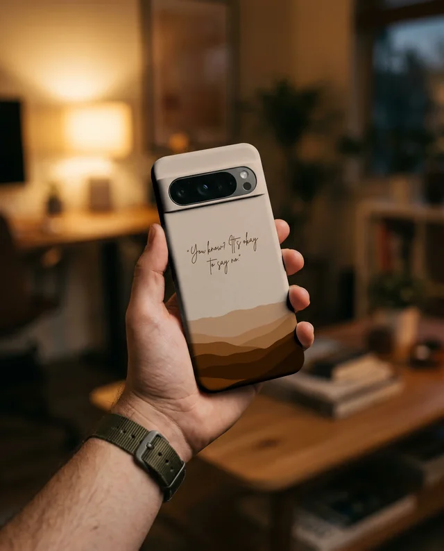 Modern Phone Cover Mockup with Cozy Indoor Background
