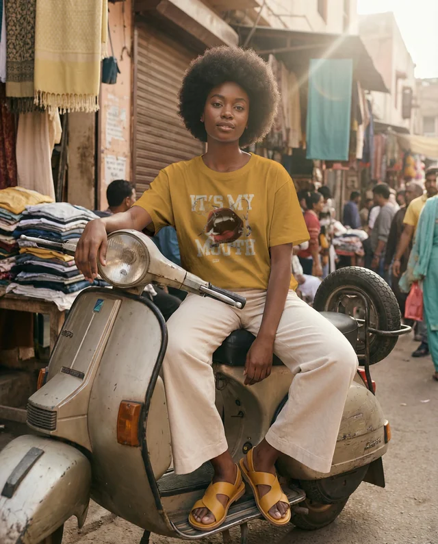 Stylish T-Shirt Mockup with Vintage Scooter Scene