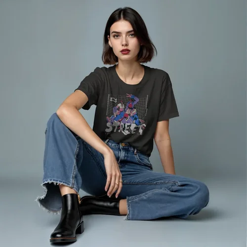 Mockup of T-Shirt Against Light Gray Background and Colors