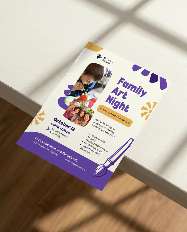 Elegant Mockup of a Blank Flyer on Wooden Table
