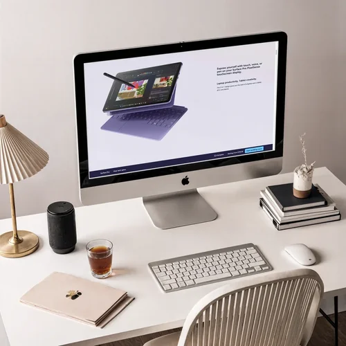 Modern iMac Mockup in a Minimalistic Workspace Scene
