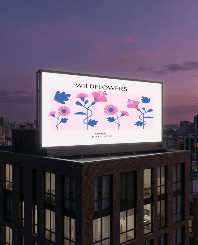 Urban Nighttime Billboard Mockup in Twilight Ambiance