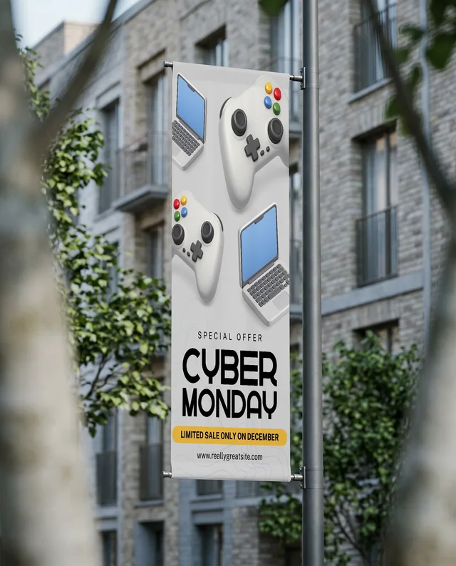 Modern Urban Mockup Featuring a Blank Banner Display