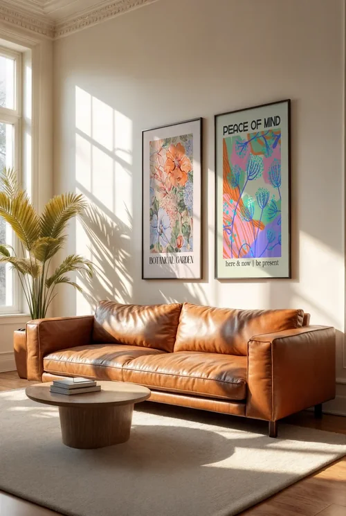 Cozy Living Room Mockup with Vibrant Colors and Soft Background