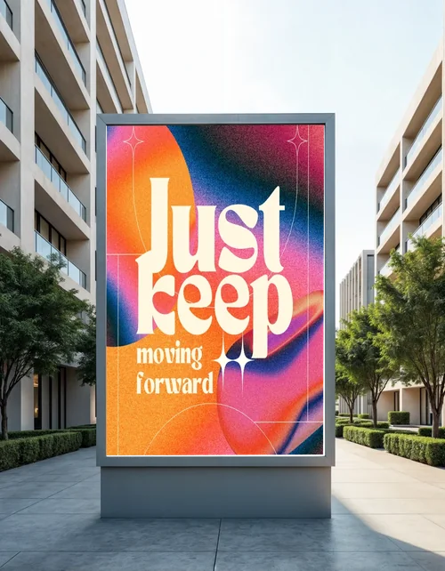 Urban Billboard Mockup in Modern City Plaza