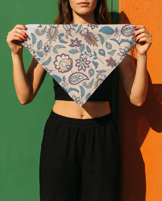 Confident Young Woman with Stylish Bandana Mockup