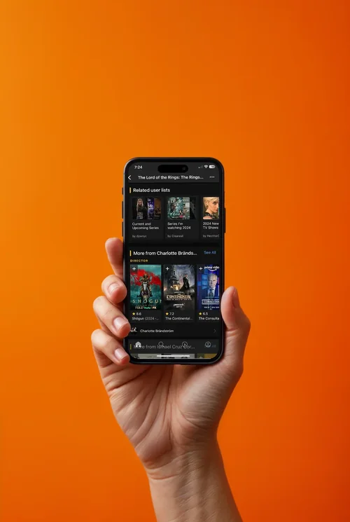 Black iPhone 16 Pro Max Mockup Against Vibrant Orange