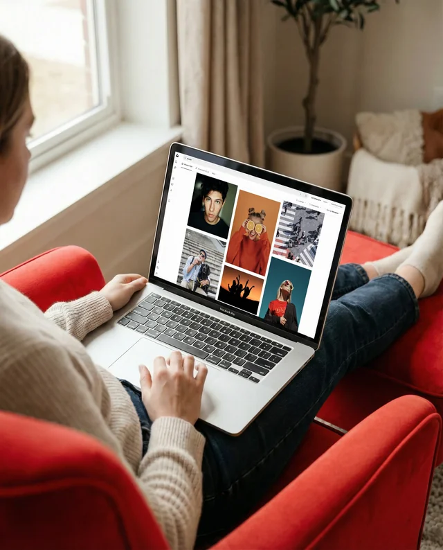 Cozy Mockup of a MacBook Scene in a Warm Indoor Setting