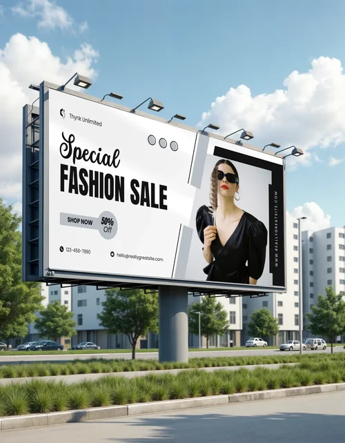 Mockup of a Simple Billboard in Urban Setting