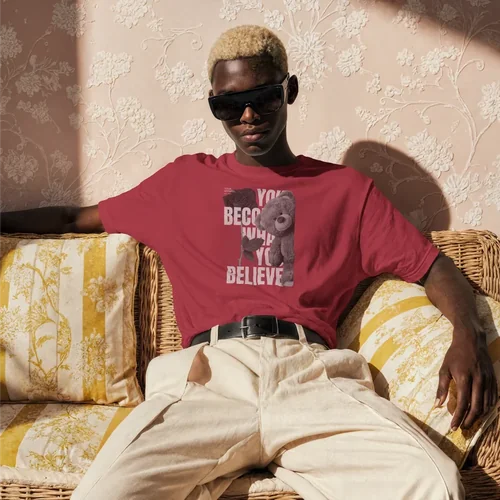 Stylish T-Shirt Mockup with Floral Background and Soft Colors