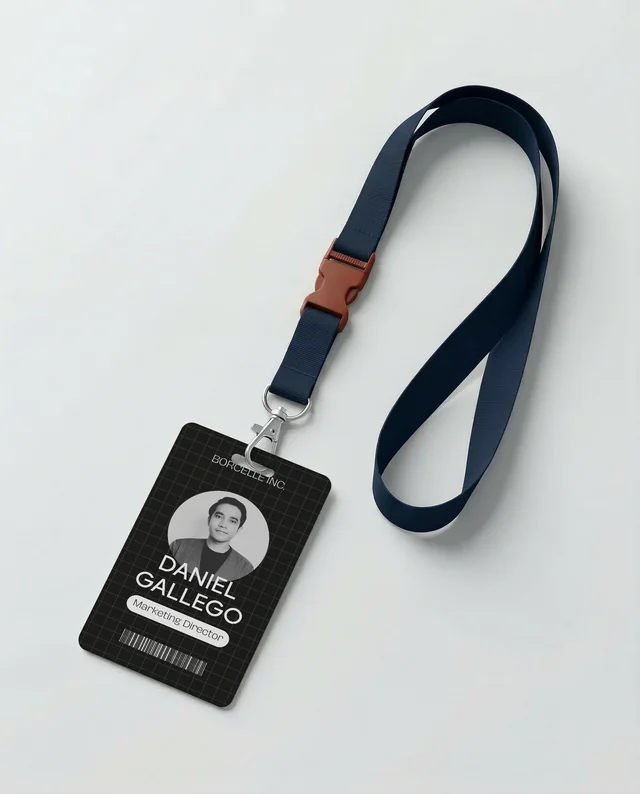 Modern Lanyard Mockup with Blank ID Card Design