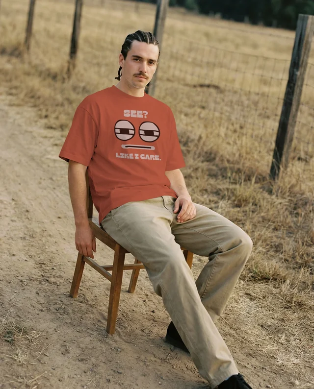 Casual T-Shirt Mockup of Young Man in Nature