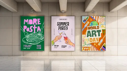 Modern Art Gallery Mockup with Billboard Design