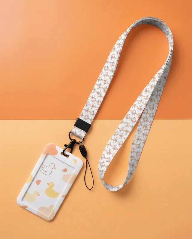 Playful Pastel Lanyard Mockup with Duck Design