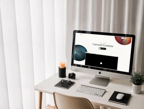 Modern Home Office Mockup with iMac and Cozy Decor