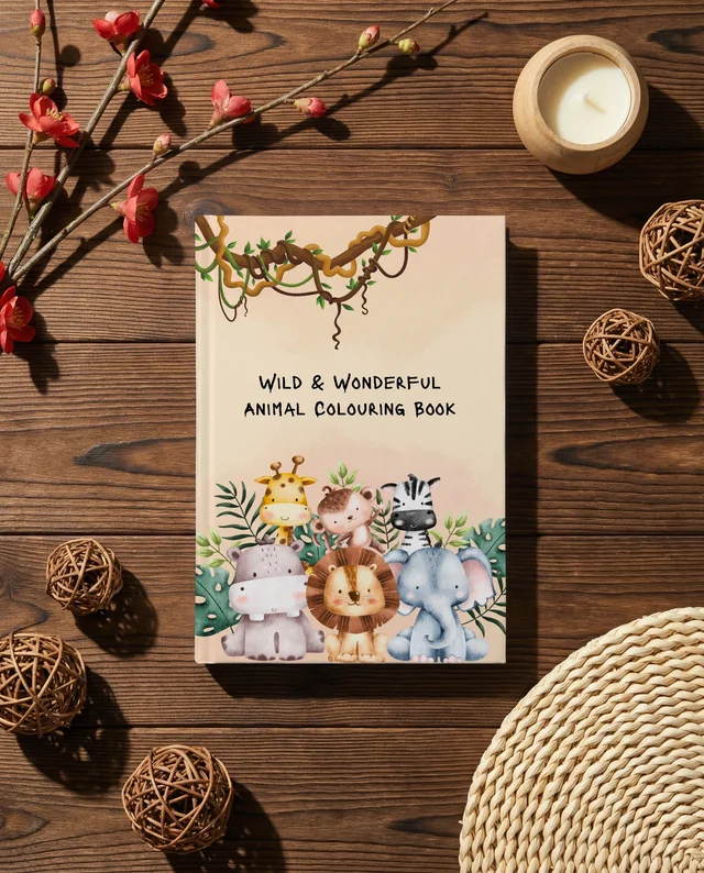 Serene Mockup of a Book with Cherry Blossoms