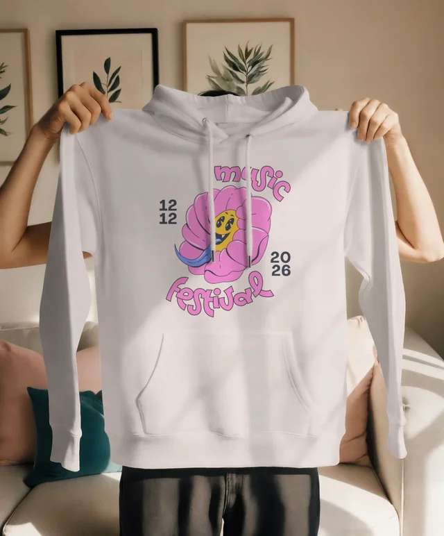 Cozy Hoodie Mockup in a Welcoming Living Room