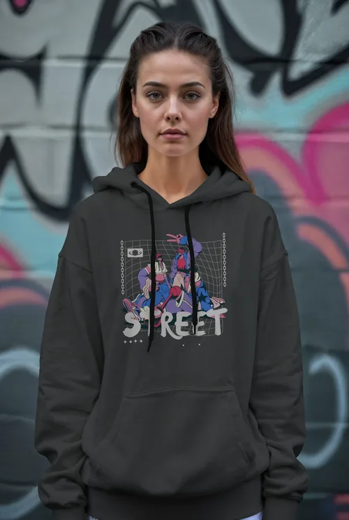 Colorful Graffiti Background Hoodie Mockup for Urban Style