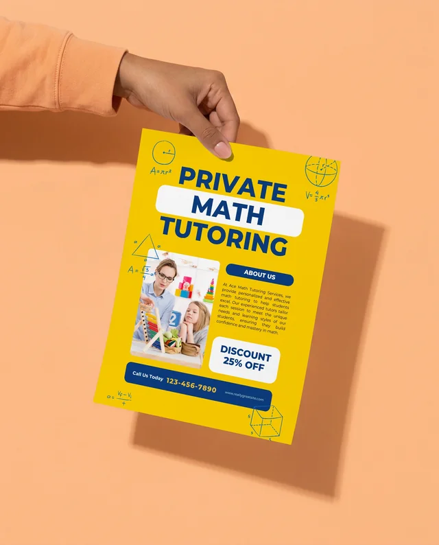 Modern Mockup of a Hand Holding a Blank Flyer