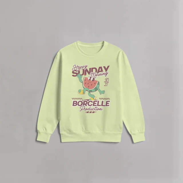 Mockup of a Classic White Sweatshirt on Gray Background