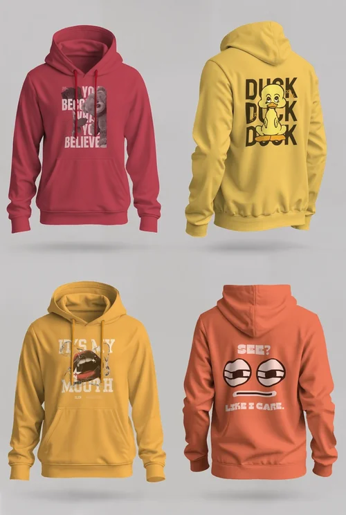 Mockup of White Hoodie on Neutral Gray Background