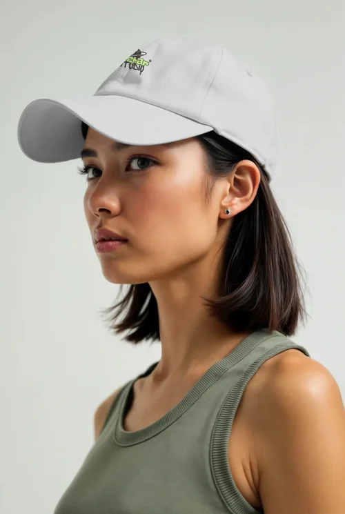 Stylish Mockup of a Woman in a White Baseball Cap