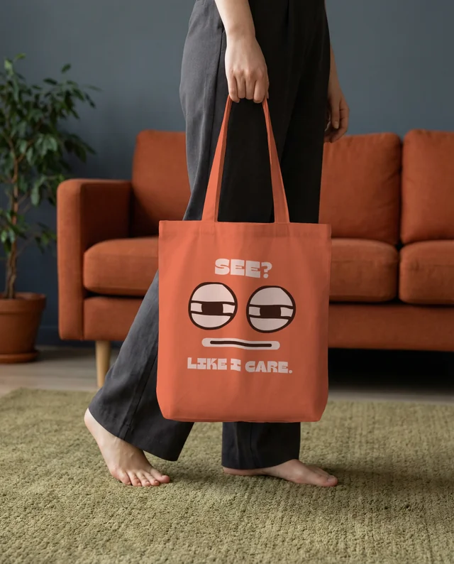 Cozy Living Room Mockup with Stylish Tote Bag